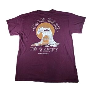 Chomp Men's Large Purple Short Sleeve Graphic Print T-Shirt Wave To Grave Surf